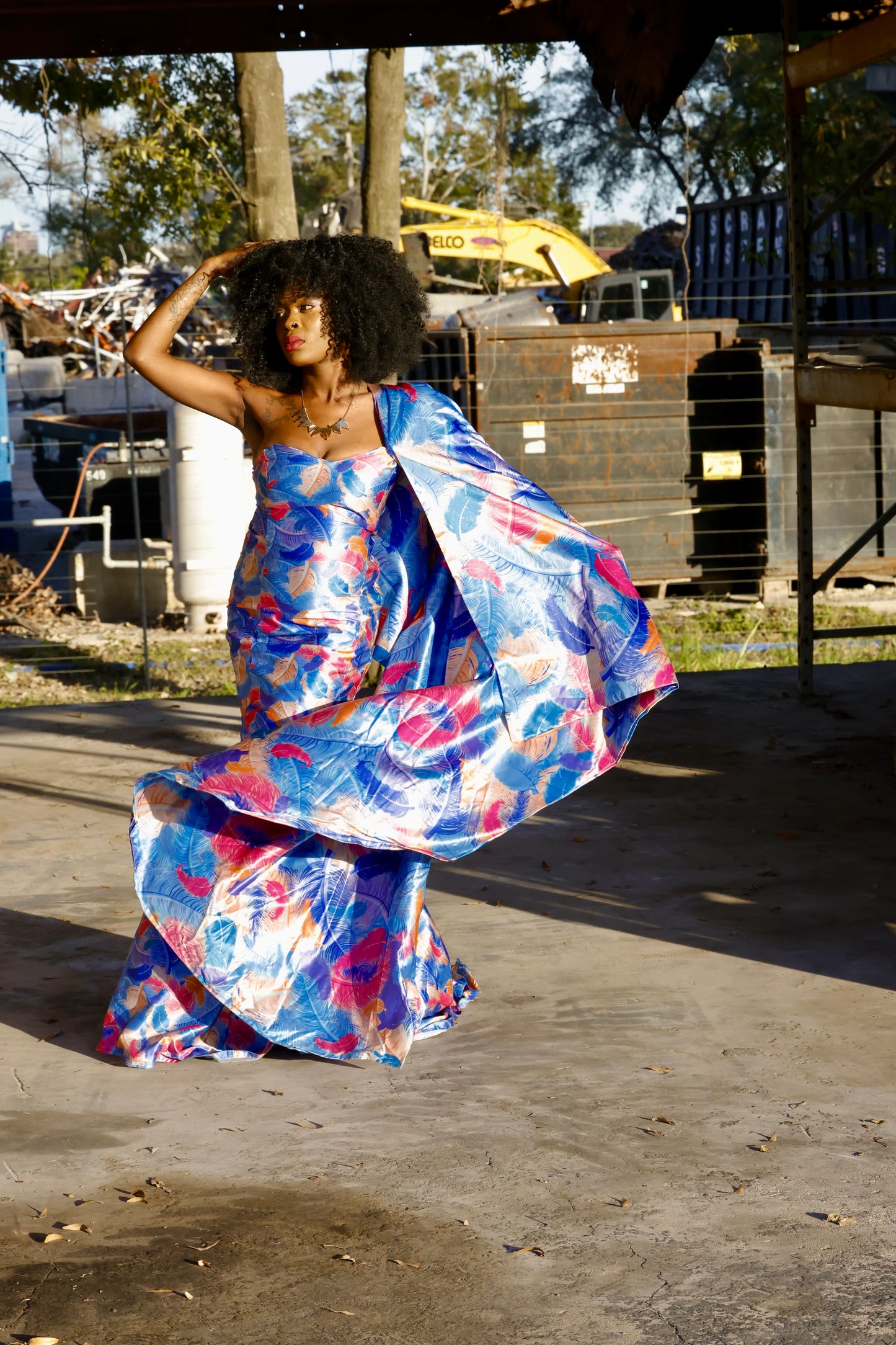 The Marina – One-Shoulder Tropical Print Gown